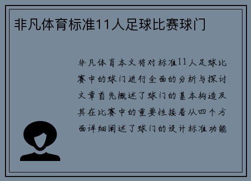 非凡体育标准11人足球比赛球门